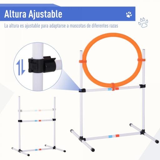 Set de Entrenamiento de Agilidad para Perros con Bolsa de Transporte Incluida 71x67x95 cm Blanco y Naranja [2]