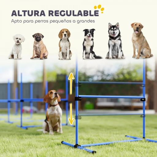 Set de Entrenamiento de Agilidad para Perros 4 Piezas Obstáculos Vallas de Salto con Altura Ajustable 99x65x94 cm Azul [2]