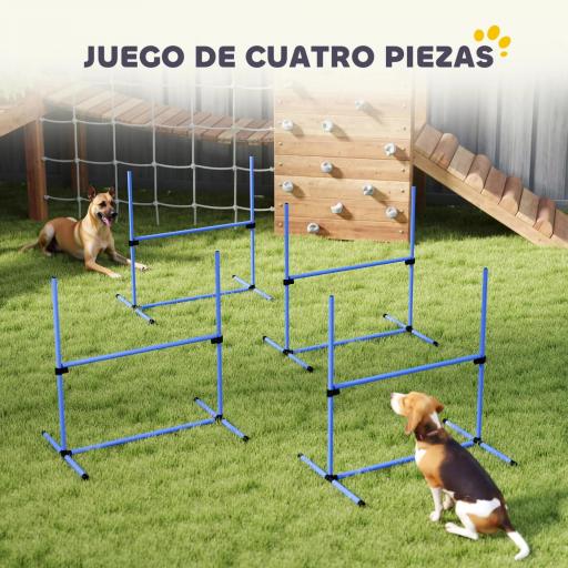 Set de Entrenamiento de Agilidad para Perros 4 Piezas Obstáculos Vallas de Salto con Altura Ajustable 99x65x94 cm Azul [4]