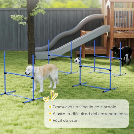 Set de Entrenamiento de Agilidad para Perros 4 Piezas Obstáculos Vallas de Salto con Altura Ajustable 99x65x94 cm Azul [3]