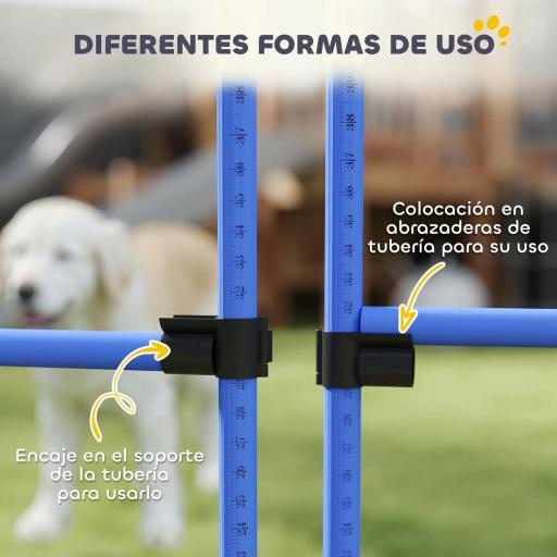 Set de Entrenamiento de Agilidad para Perros 4 Piezas Obstáculos Vallas de Salto con Altura Ajustable 99x65x94 cm Azul [6]