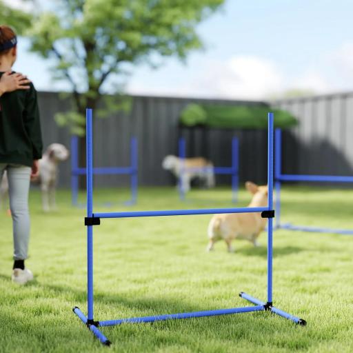 Set de Entrenamiento de Agilidad para Perros 4 Piezas Obstáculos Vallas de Salto con Altura Ajustable 99x65x94 cm Azul [7]