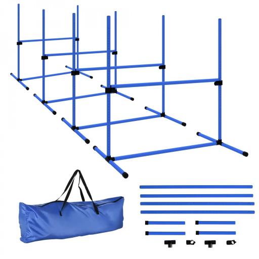 Set de Entrenamiento de Agilidad para Perros 4 Piezas Obstáculos Vallas de Salto con Altura Ajustable 99x65x94 cm Azul [9]