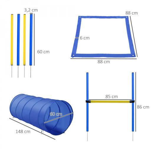 Set de Entrenamiento de Agilidad para Perros Obstáculos de Salto con Altura Ajustable Túnel para Perros Azul y Amarillo [9]