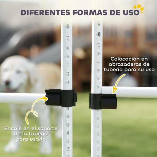 Set de Entrenamiento de Agilidad para Perros Mascotas 4 Piezas Obstáculos Vallas de Salto con Altura Ajustable y Bolsa de Transporte para Exteriores 99x65x94 cm Blanco [4]