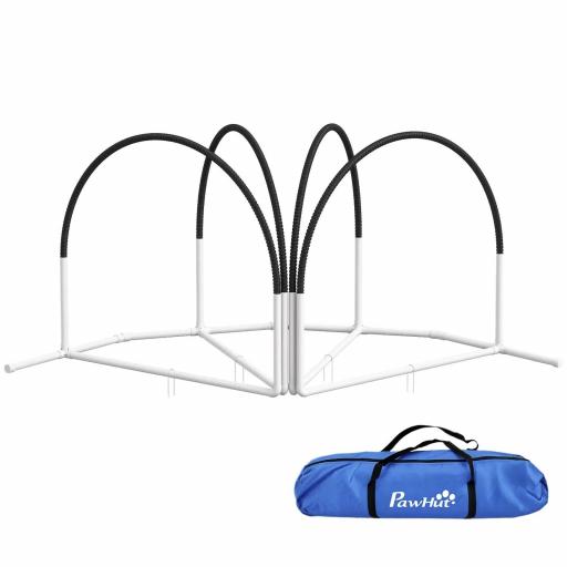Set de Entrenamiento de Agilidad para Perros de 4 Piezas con Bolsa de Transporte 89x69x99 cm Negro [9]