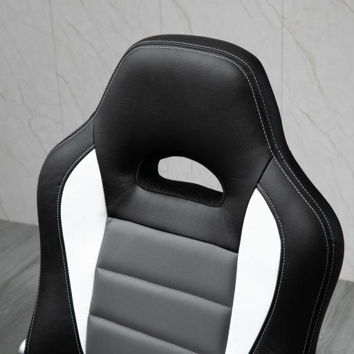 Silla de Oficina Ajustable Silla de Despacho con Reposabrazos Abatibles 5 Ruedas Carga 120 kg 65x69x112-122 cm Gris [7]