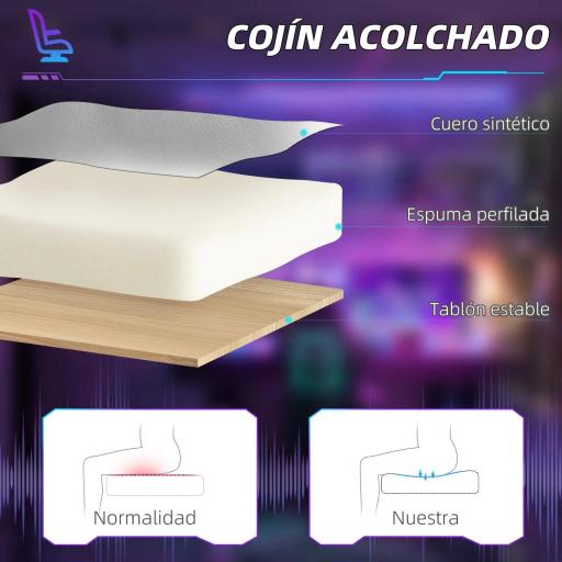 Silla Gamer Reclinable con Altura Ajustable Reposapiés Retráctil Soporte Lumbar y Reposacabezas Gris Claro y Blanco [5]