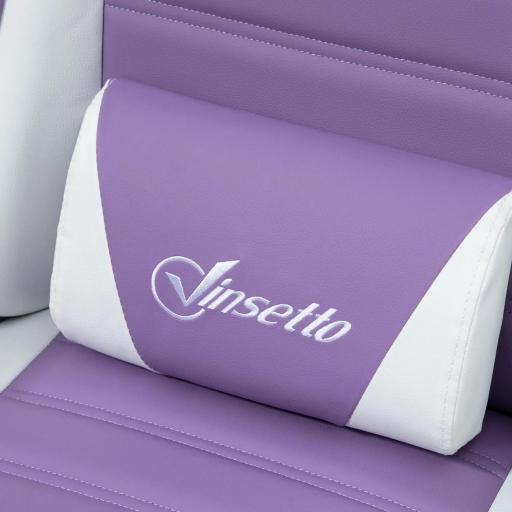 Silla Gaming de Cuero Sintético Reclinable 135° Reposacabezas Soporte Lumbar y Reposapiés 65x63x136-142 cm Púrpura [7]