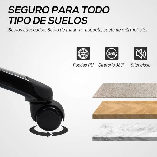 Silla Gaming Tapizada en PU y Malla Silla Gamer Giratoria con Función de Basculante Altura Ajustable Gris [4]