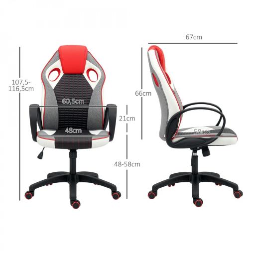 Silla Gaming Tapizada en PU y Malla Silla Gamer Giratoria con Función de Basculante Altura Ajustable Multicolor [1]
