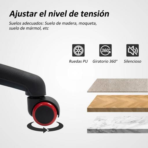 Silla Gaming Tapizada en PU y Malla Silla Gamer Giratoria con Función de Basculante Altura Ajustable Multicolor [4]