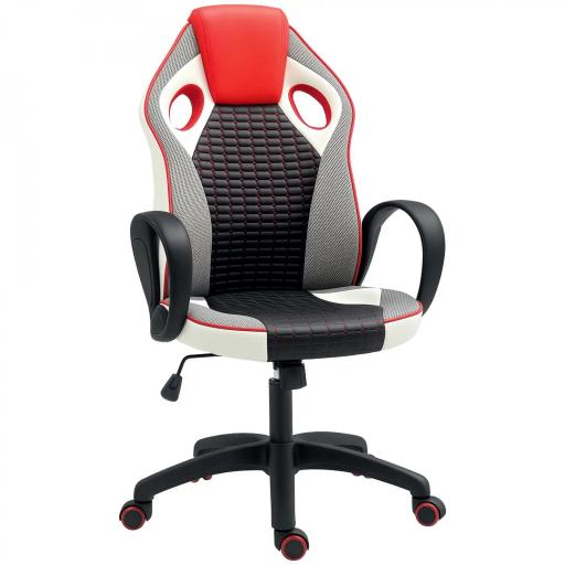 Silla Gaming Tapizada en PU y Malla Silla Gamer Giratoria con Función de Basculante Altura Ajustable Multicolor [9]