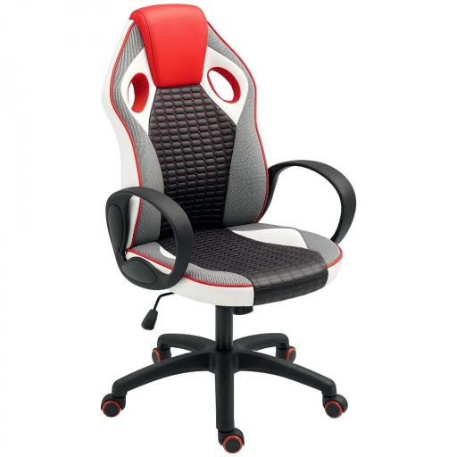 Silla Gaming Tapizada en PU y Malla Silla Gamer Giratoria con Función de Basculante Altura Ajustable Multicolor [8]