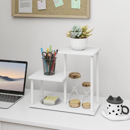 Estantería Librería de 3 Niveles Efecto Madera con Marco de Metal para Escritorio Oficina Cocina 40x20x34,5 cm Blanco [8]