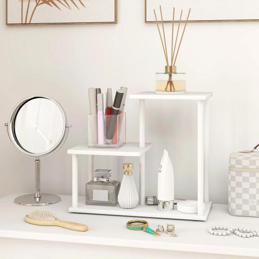 Estantería Librería de 3 Niveles Efecto Madera con Marco de Metal para Escritorio Oficina Cocina 40x20x34,5 cm Blanco [3]