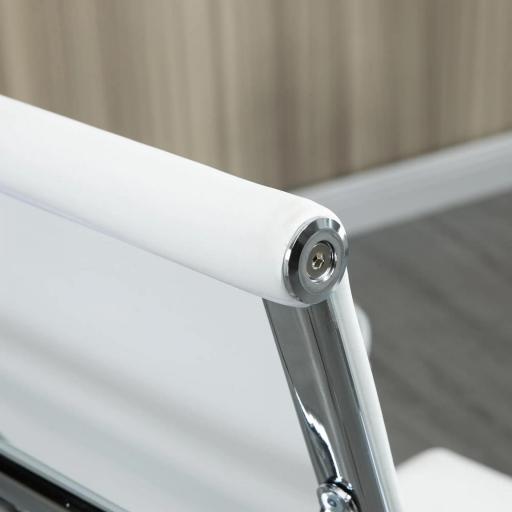 Silla de Despacho Silla Escritorio Giratoria Basculante con Altura Ajustable Reposabrazos 54x62x104-114 cm Blanco [6]