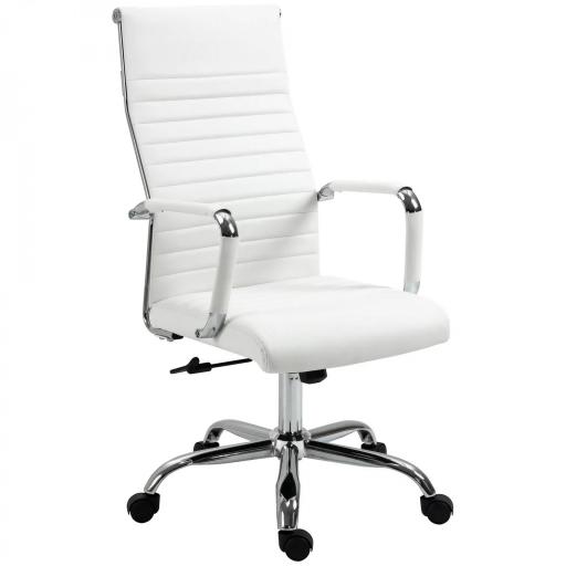 Silla de Despacho Silla Escritorio Giratoria Basculante con Altura Ajustable Reposabrazos 54x62x104-114 cm Blanco [8]