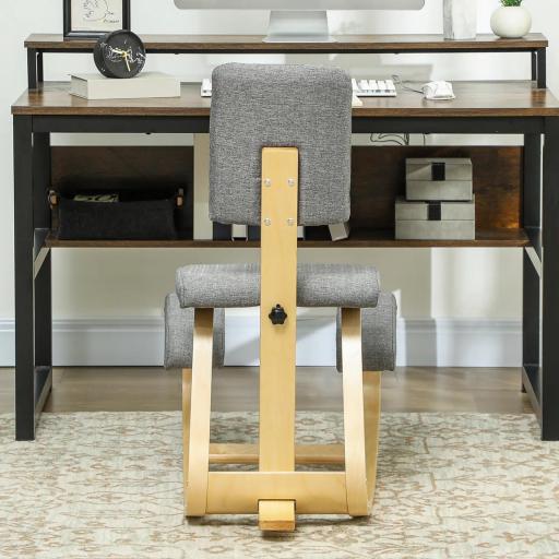 Silla Ergonómica de Rodillas con Respaldo Cojines Acolchados Marco de Madera para una Mejor Postura Oficina Gris [6]