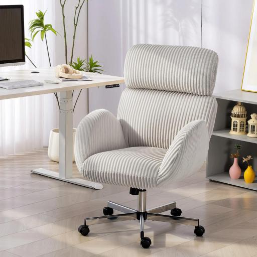Silla de Oficina con Reposabrazos Respaldo Alto Reposacabezas Regulable Ruedas Altura Ajustable Giratoria Gris