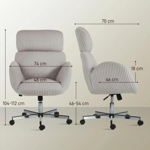 Silla de Oficina con Reposabrazos Respaldo Alto Reposacabezas Regulable Ruedas Altura Ajustable Giratoria Gris [1]