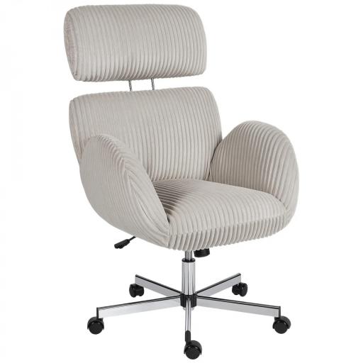 Silla de Oficina con Reposabrazos Respaldo Alto Reposacabezas Regulable Ruedas Altura Ajustable Giratoria Gris [9]