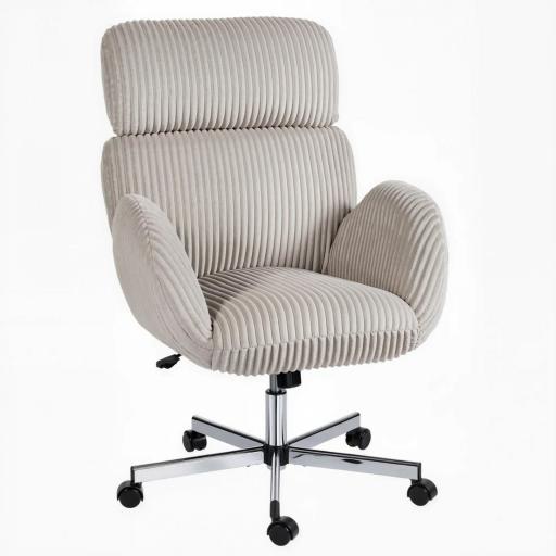 Silla de Oficina con Reposabrazos Respaldo Alto Reposacabezas Regulable Ruedas Altura Ajustable Giratoria Gris [8]