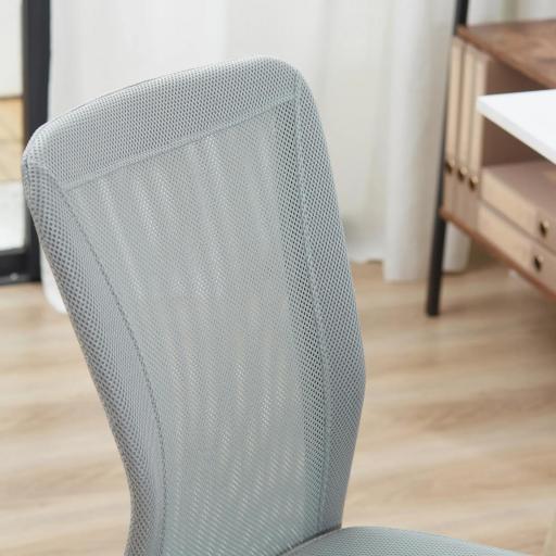Silla de Escritorio Giratoria sin Brazos Silla de Malla con Altura Ajustable Carga 100 kg 43x58x90-100 cm Gris [5]
