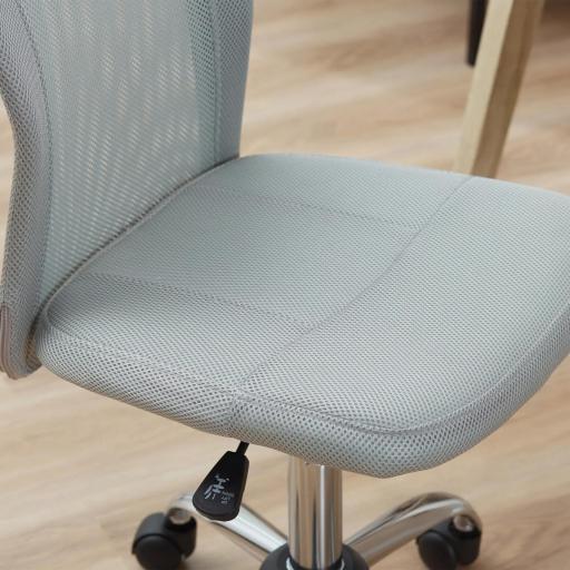 Silla de Escritorio Giratoria sin Brazos Silla de Malla con Altura Ajustable Carga 100 kg 43x58x90-100 cm Gris [6]