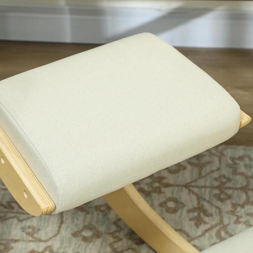 Silla Ergonómica de Rodillas Silla de Rodillas de Madera Taburete Ergonómico Cojín Acolchado 55x85x55 cm Crema [6]