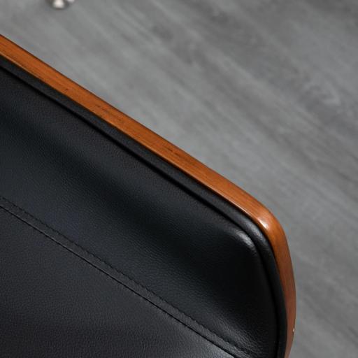 Silla de Oficina Giratoria de PU con Altura Ajustable Función de Inclinación y Ruedas 51x65,5x82-92 cm Negro [7]