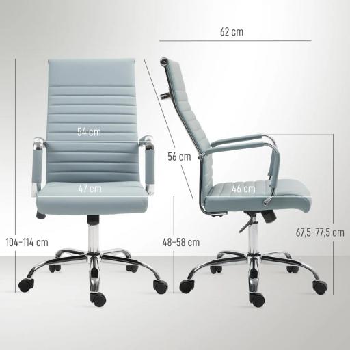 Silla de Escritorio Giratoria con Respaldo Alto Altura Ajustable Función Basculante y Reposabrazos Gris Claro [1]