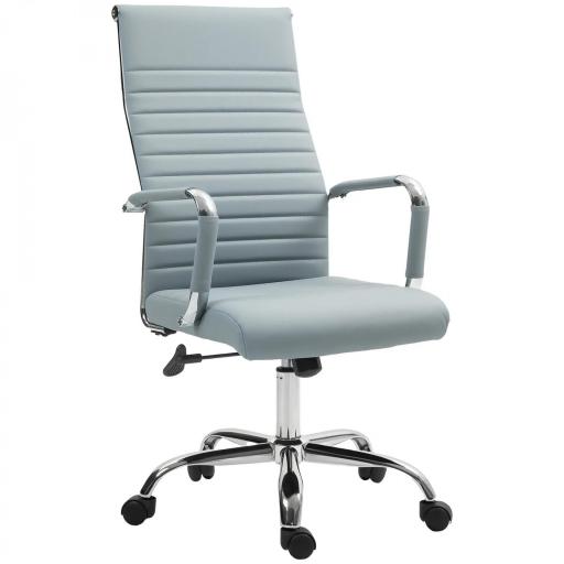 Silla de Escritorio Giratoria con Respaldo Alto Altura Ajustable Función Basculante y Reposabrazos Gris Claro [9]