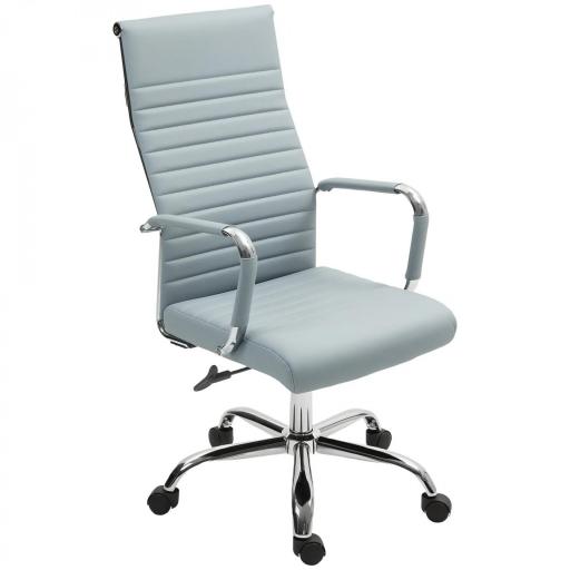 Silla de Escritorio Giratoria con Respaldo Alto Altura Ajustable Función Basculante y Reposabrazos Gris Claro [8]