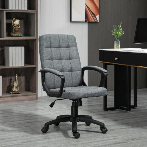 Silla de Escritorio Giratorio con Altura Ajustable y Reposabrazos Estilo Moderno 59x63x96-105,5 cm Gris Oscuro