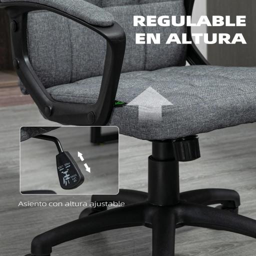 Silla de Escritorio Giratorio con Altura Ajustable y Reposabrazos Estilo Moderno 59x63x96-105,5 cm Gris Oscuro [3]