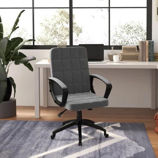 Silla de Escritorio Giratorio con Altura Ajustable y Reposabrazos Estilo Moderno 59x63x96-105,5 cm Gris Oscuro [7]