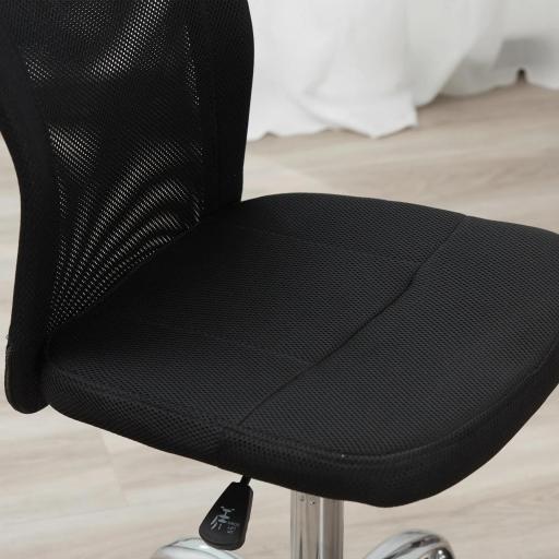 Silla de Escritorio Giratoria sin Brazos Silla de Malla con Altura Ajustable Carga 100 kg 43x58x90-100 cm Negro [6]