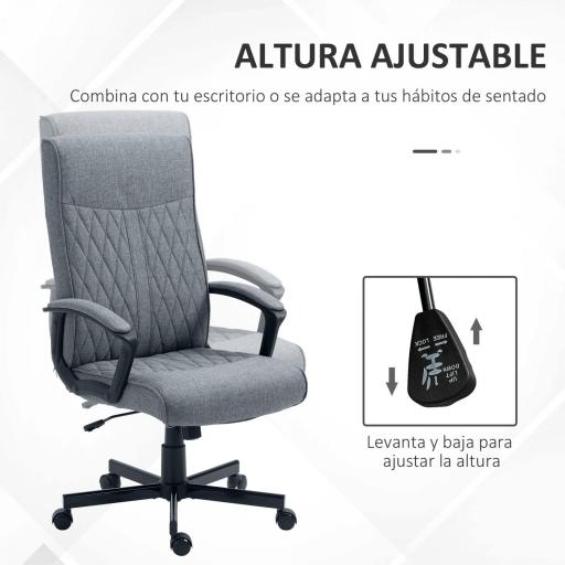 Silla de Oficina con Respaldo Alto Altura Ajustable y Función de Inclinación 65x72x102-112,5 cm Gris Oscuro [2]