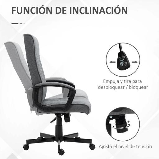Silla de Oficina con Respaldo Alto Altura Ajustable y Función de Inclinación 65x72x102-112,5 cm Gris Oscuro [4]