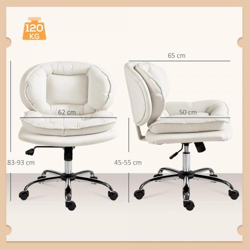Silla de Oficina Piernas Cruzadas con Asiento Ancho Ruedas Altura Ajustable Doble Acolchado Función Basculante Gris [1]