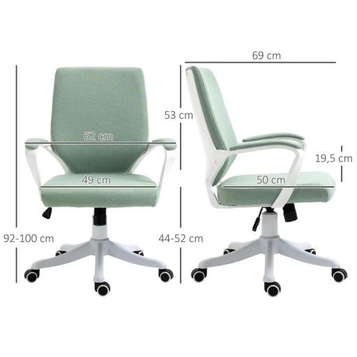 Silla de Escritorio Giratoria Silla de Oficina Basculante con Reposabrazos y Altura Ajustable 62x69x92-100 cm Verde [1]