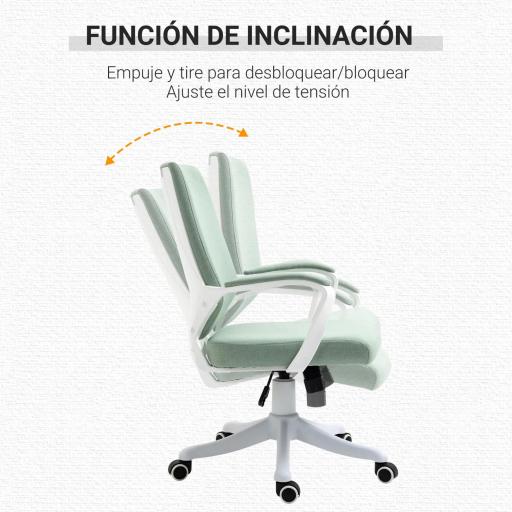 Silla de Escritorio Giratoria Silla de Oficina Basculante con Reposabrazos y Altura Ajustable 62x69x92-100 cm Verde [4]