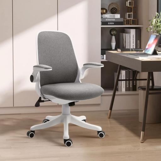 Silla Giratoria de Oficina Silla de Escritorio Basculante Altura Ajustable Reposabrazos Elevable 62,5x60x94-104 cm Gris