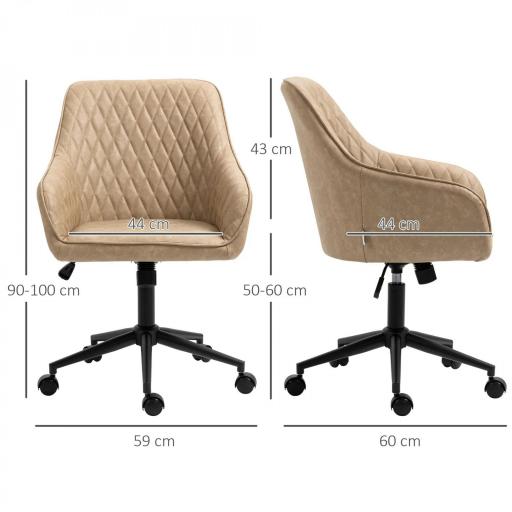 Silla de Oficina Basculante de Cuero PU con Altura Ajustable para Dormitorio Estudio 59x60x90-100 cm Marrón [3]