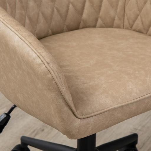 Silla de Oficina Basculante de Cuero PU con Altura Ajustable para Dormitorio Estudio 59x60x90-100 cm Marrón [7]