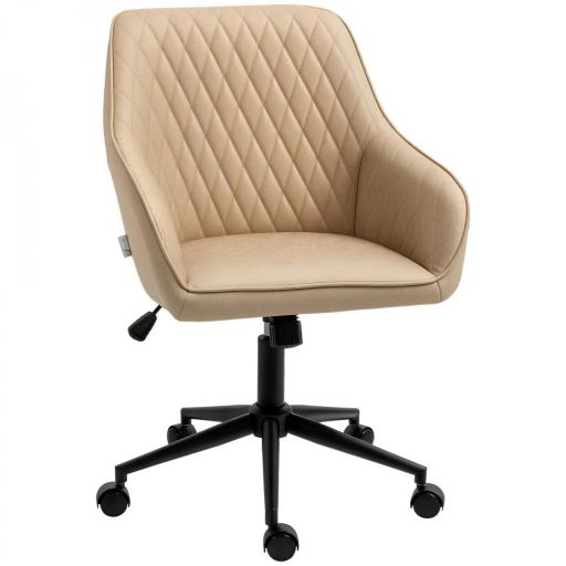 Silla de Oficina Basculante de Cuero PU con Altura Ajustable para Dormitorio Estudio 59x60x90-100 cm Marrón [8]
