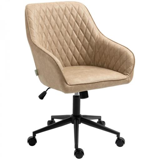 Silla de Oficina Basculante de Cuero PU con Altura Ajustable para Dormitorio Estudio 59x60x90-100 cm Marrón [9]