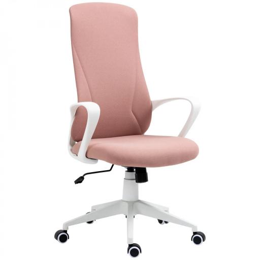 Silla de Oficina Giratoria Altura Ajustable con Reposabrazos Función de Basculante Respaldo Alto 62x56x110-119,5cm Rosa [10]