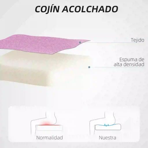 Silla de Oficina con Ruedas Altura Ajustable y Tapizado en Lino Sintético para Oficina o Estudio 53x43x85-93 cm Rosa [2]